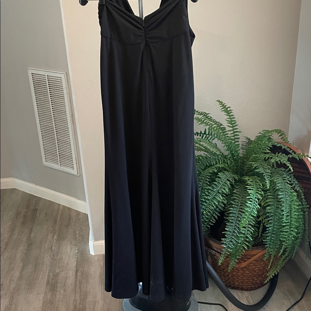 White House Black Market Black Plunging Neckline with Crisscross Low Back Dress - Picture 4 of 6